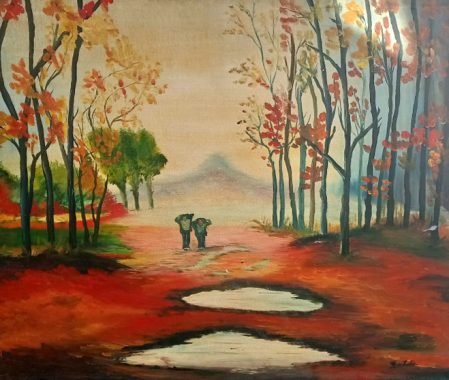 Otoño de Enamorados. Oleo sobre Lienzo. 94 x 80 cm .